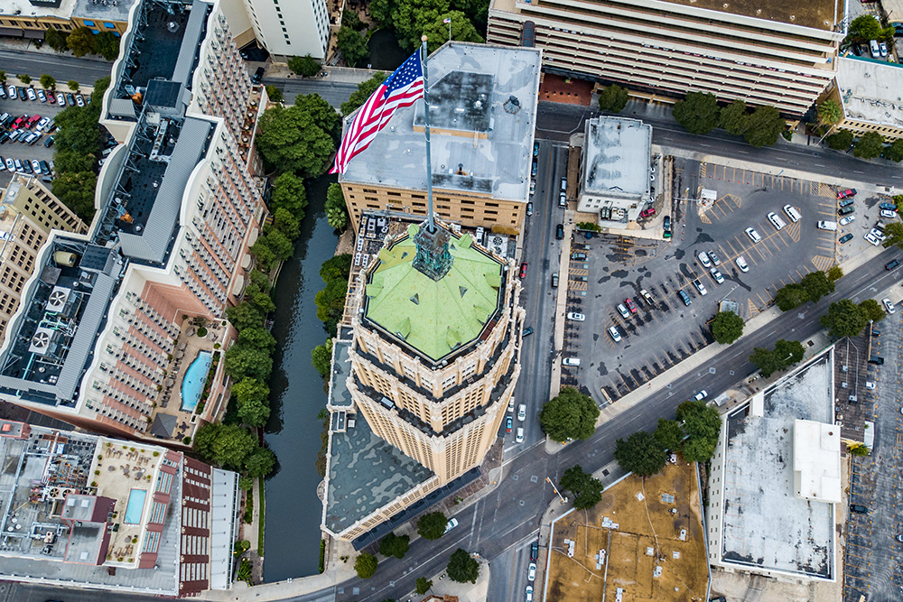 Aerial of downtown San Antonio